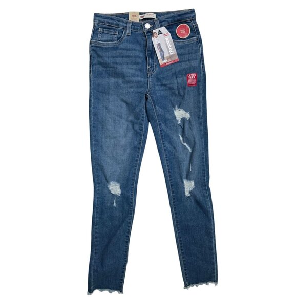 Levis Womens 720 High Rise Super Skinny Jeans Stretch Denim Size 14 Regular Dist - Picture 1 of 5